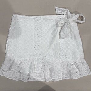 White Eyelet Wrap Skirt